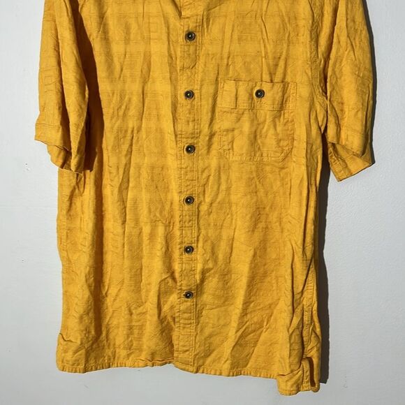 Territory Ahead 100% Cotton Yellow Short Sleeve Button Up Shirt Men's L - Picture 3 of 5